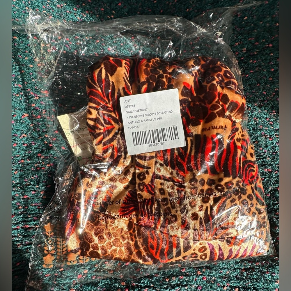 RARE Farm Rio x Anthropologie NWT Long-Sleeve Printed Romper—L - Picture 6 of 16